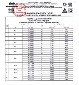 Bang Gia Ong Nhua Binh Minh