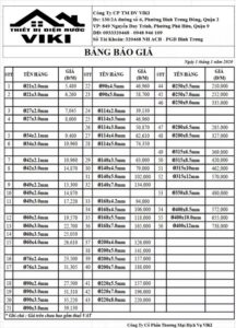 Bang Gia Ong Nhua Upvc Quoc Trung Gia Re