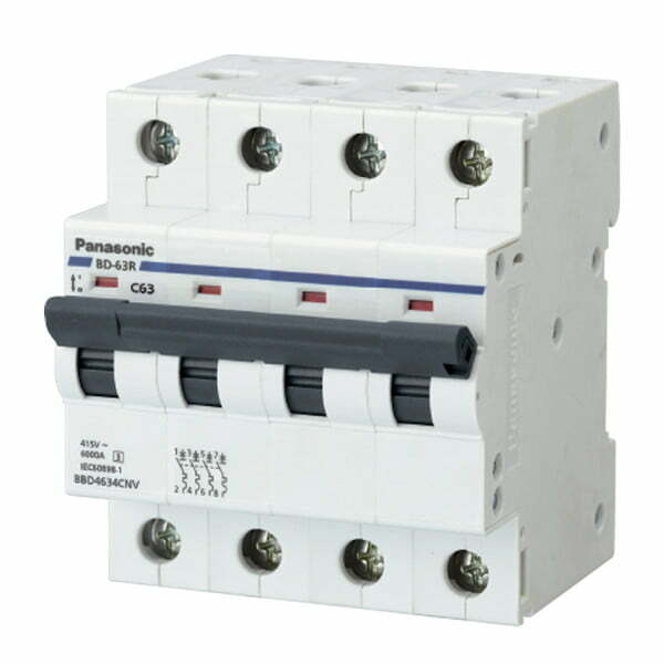 1pan-mcb-4p-4 Cầu dao tép MCB 4P 10A 10kA Panasonic BBD4104CHHV