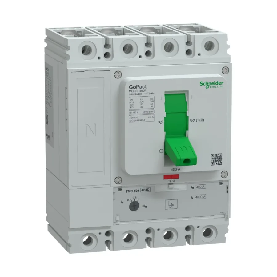 1sch-g40f4a400 Cầu dao khối MCCB GoPact 400F 4P 400A 36kA chỉnh dòng Schneider G40F4A400