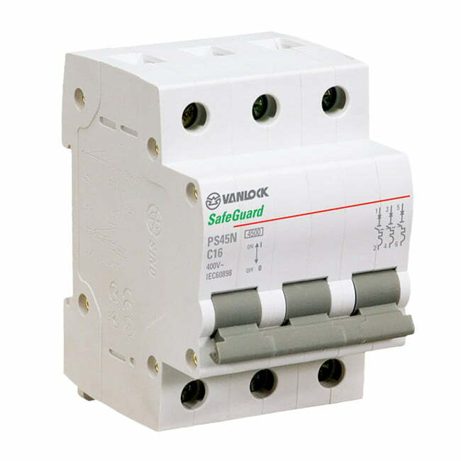1sin-ps45n-3-3 Cầu dao tép MCB 3P 10A 4.5kA Vanlock PS45N/C3010