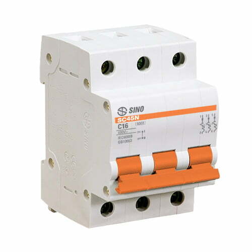 1sin-sc45n-3 Cầu dao tép MCB 3P 63A 4.5kA Sino SC45N/C3063