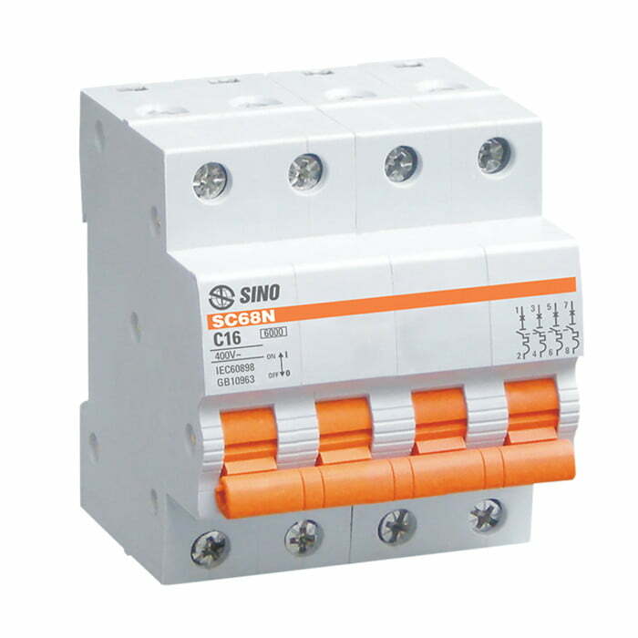 1sin-sc68n-4-5 Cầu dao tép MCB 4P 16A 6kA Sino SC68N/C4016