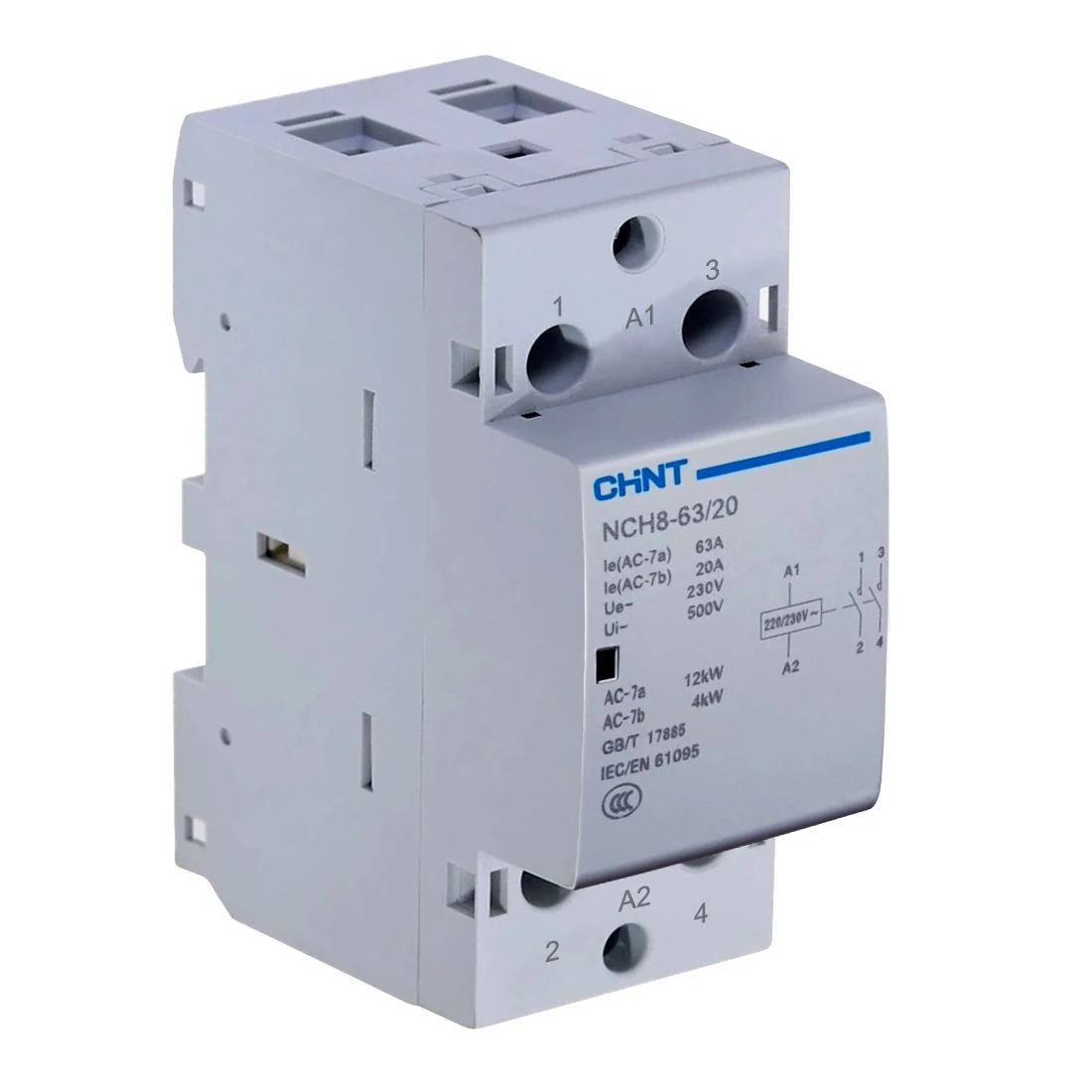 256093 Khởi động từ NCH8-63/20 2P 63A 2NO AC230V Chint