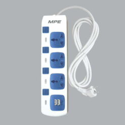 Ổ cắm di động dây 3m 3 ổ cắm đa năng, 2 ổ sạc USB 5Vdc-2.4A MPE AM3S-2USB