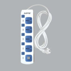 Ổ cắm di động dây 3m 4 ổ cắm đa năng, 2 ổ sạc USB 5Vdc-2.4A MPE AM4S-2USB