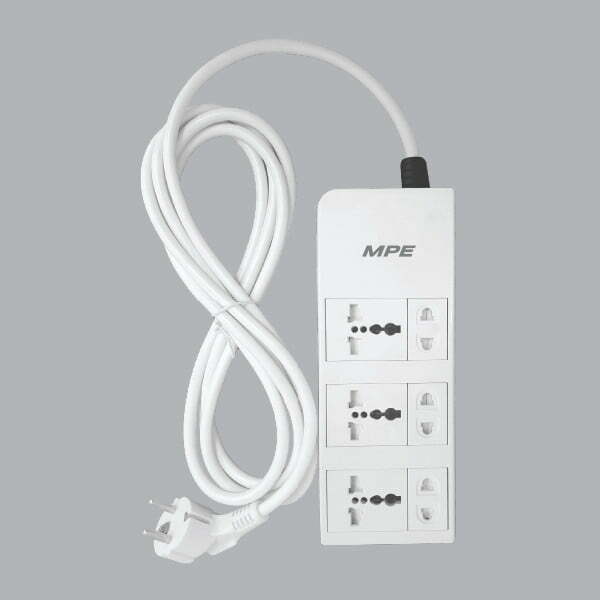 2mpe-am6s2 Ổ cắm di động dây 3m 3 ổ cắm 2 chấu + 3 ổ cắm đa năng 2.0 MPE AM6S2