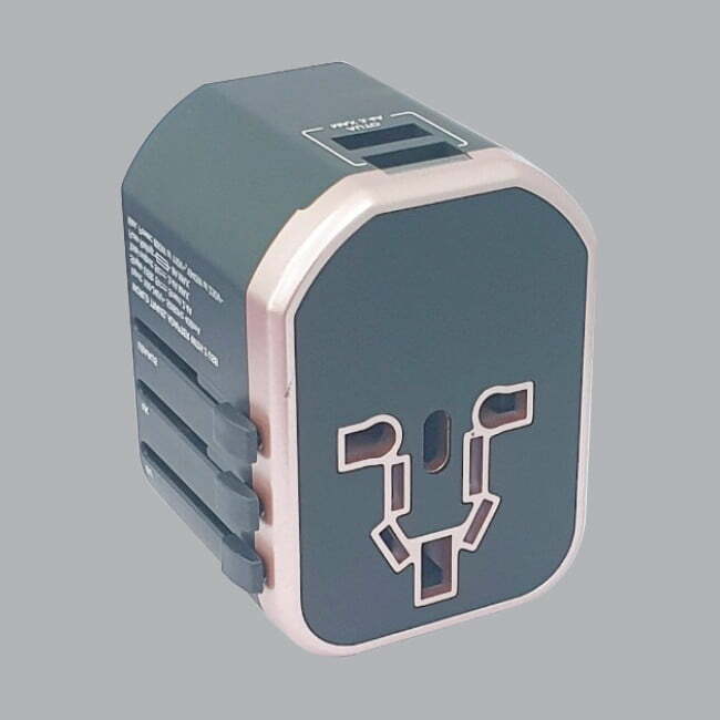 2mpe-ta5 Ổ cắm du lịch đa năng, chân cắm kiểu châu Âu, châu Úc, châu Mỹ + 2 cổng USB 3.4A MPE TA5