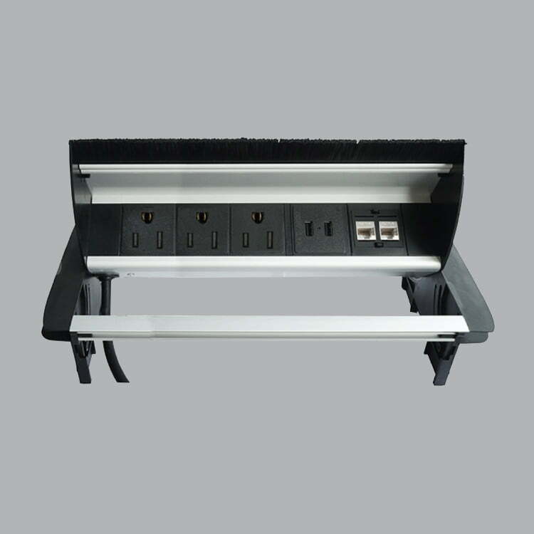 2mpe-tbs2 Bộ ổ cắm âm bàn 3 ổ cắm 3 chấu (2 chấu dẹp, 1 chấu tròn) + 2 cổng USB + 2 cổng mạng MPE TBS2