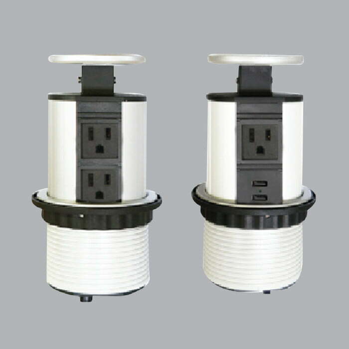 2mpe-tbs4 Bộ ổ cắm âm bàn 3 ổ cắm 3 chấu (2 chấu dẹp, 1 chấu tròn) + 2 cổng USB, có thể cắm 2 phía MPE TBS4