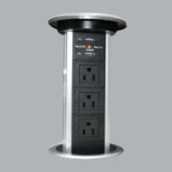 Bộ ổ cắm âm bàn 3 ổ cắm 3 chấu (2 chấu dẹp, 1 chấu tròn) + 2 cổng USB, điều khiển ổ cắm lên xuống bằng điện MPE TBS6