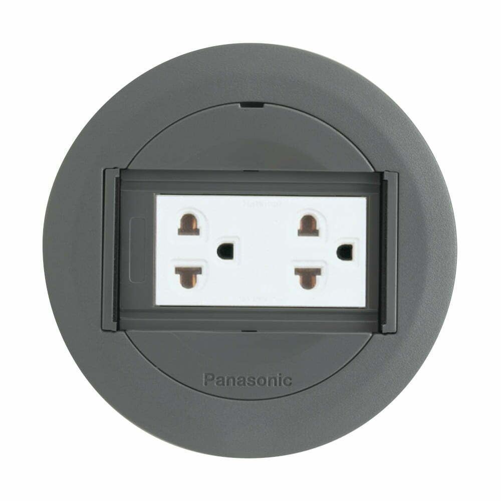 2pan-du81931htk-1 Ổ cắm âm sàn 2 ổ cắm có dây nối đất + đế âm (54x119x119mm) Panasonic DU81931HTK-1