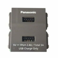 Ổ cắm USB 2 cổng 5V-3A màu xám Panasonic WEF11821H