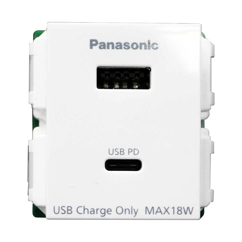 2pan-wef14821w-vn Ổ cắm USB 2 cổng type A-C 5V-3A màu trắng Panasonic WEF14821W-VN
