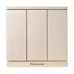 Bộ 3 công tắc Moderva 1 chiều bắt vít có dạ quang màu vàng ánh kim Panasonic WMF515MYZ-1VN