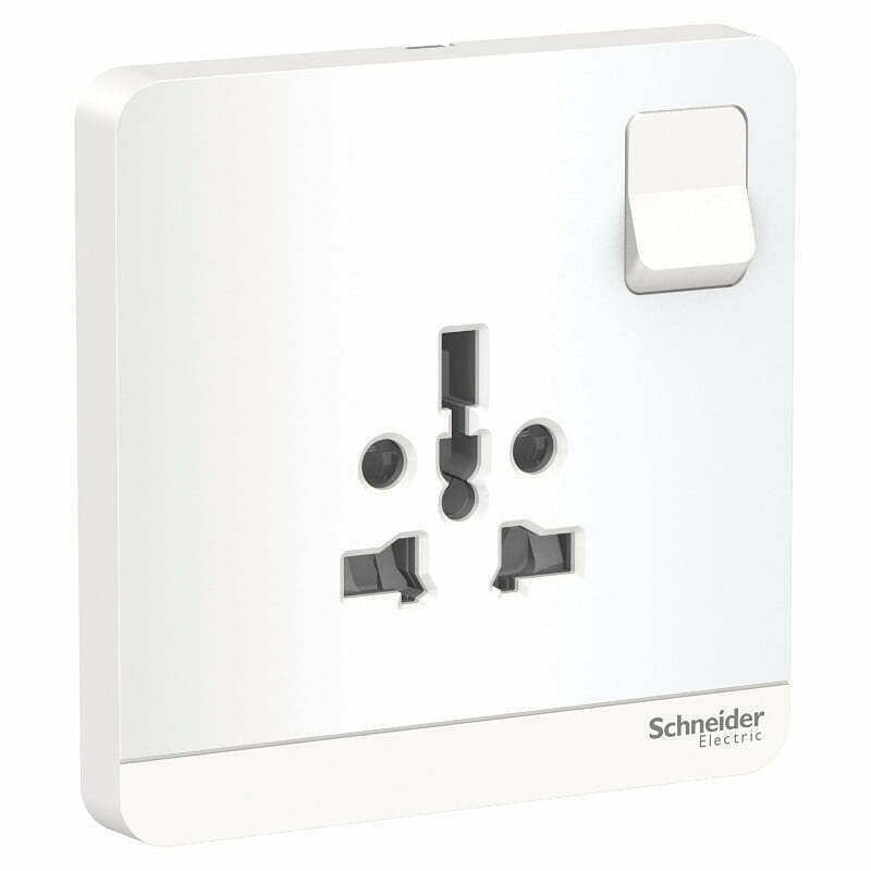 2sch-e8315ts_we_g19 Bộ ổ cắm AvatarOn đơn đa năng 16A có công tắc màu trắng Schneider E8315TS_WE_G19
