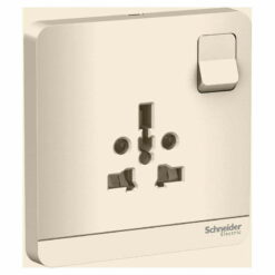 Bộ ổ cắm AvatarOn đơn đa năng 16A có công tắc màu vàng ánh kim Schneider E8315TS_WG_G19