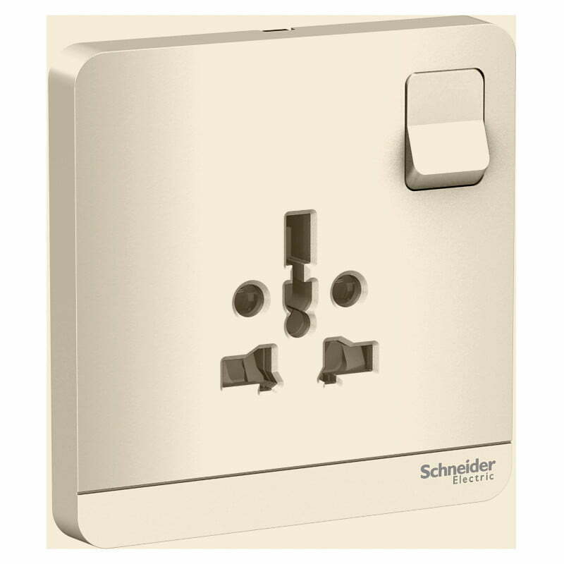 2sch-e8315ts_wg_g19 Bộ ổ cắm AvatarOn đơn đa năng 16A có công tắc màu vàng ánh kim Schneider E8315TS_WG_G19