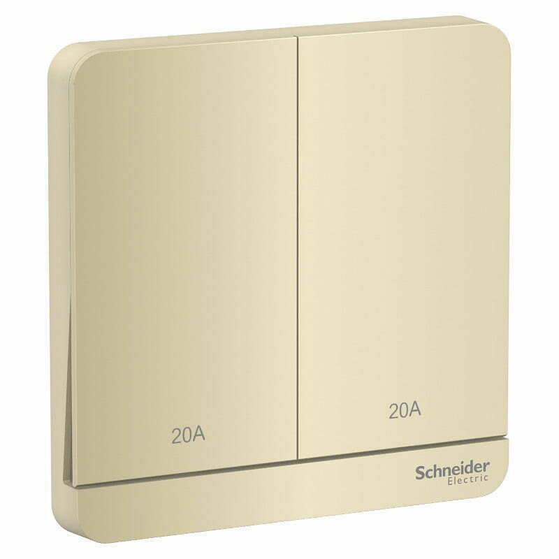 2sch-e8332d20n_wg_g19 Bộ công tắc AvatarOn đôi 2 cực 20A màu vàng ánh kim Schneider E8332D20N_WG_G19