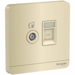 Bộ ổ cắm TV và mạng AvatarOn cat5e màu vàng ánh kim Schneider E8332TVRJS5_WG_G19