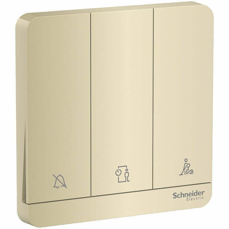 2sch-e8333dmws_wg_g19 Bộ công tắc AvatarOn "Không làm phiền", "Xin dọn phòng", "Vui lòng chờ", màu vàng ánh kim Schneider E8333DMWS_WG_G19