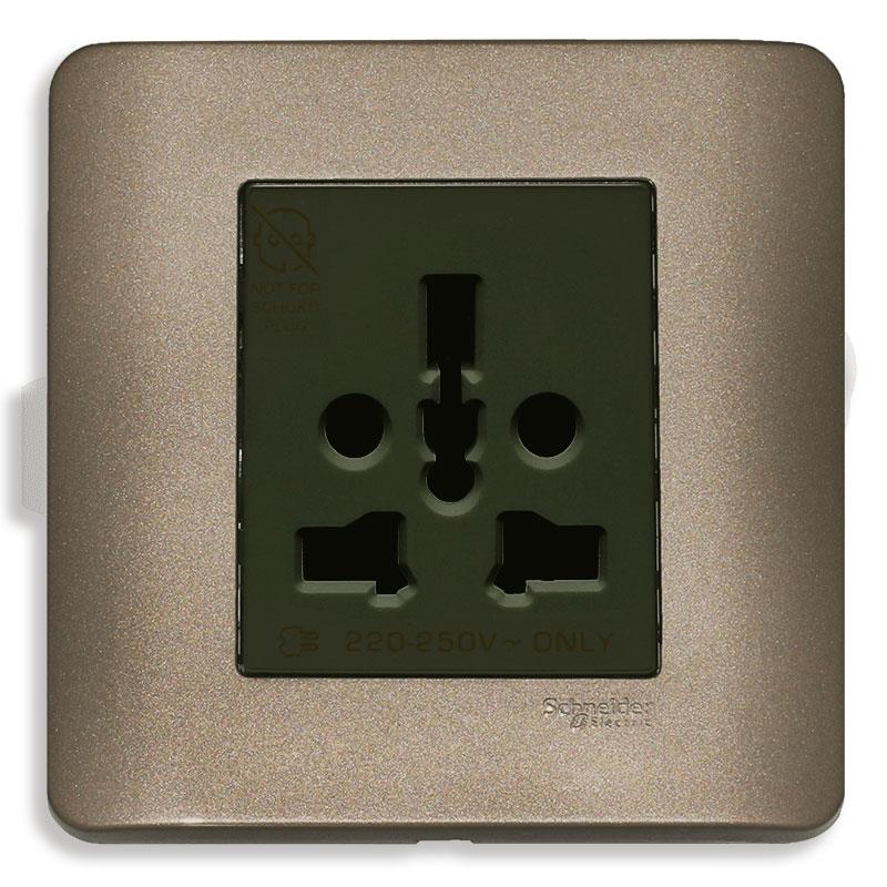 Bộ ổ cắm Zencelo đơn đa năng 16A màu đồng Schneider E84426_16TS_SZ_G19