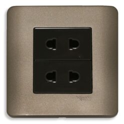 Bộ ổ cắm Zencelo đôi 2 chấu 10A màu đồng Schneider E84426U2_SZ_G19