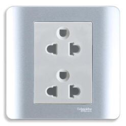 Bộ ổ cắm Zencelo đôi 3 chấu 16A màu xám Schneider E84426UES2_SA_G19