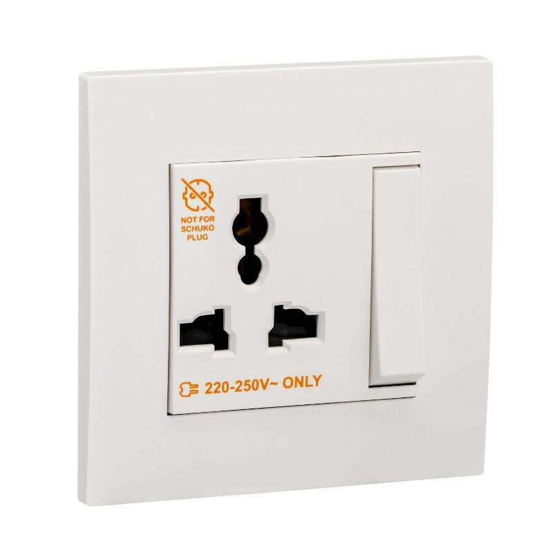 2sch-kb113ls_we_g19 Bộ ổ cắm Vivace đơn đa năng 13A có công tắc màu trắng Schneider KB113LS_WE_G19