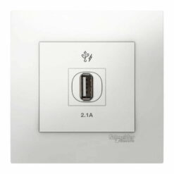 Bộ ổ cắm sạc USB Vivace đơn 2.1A màu trắng Schneider KB31USB_WE_G19