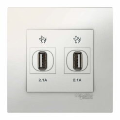 Bộ ổ cắm sạc USB Vivace đôi 2.1A màu trắng Schneider KB32USB_WE_G19