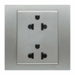 Bộ ổ cắm Vivace đôi 3 chấu 16A màu xám bạc Schneider KB426UES2_AS_G19