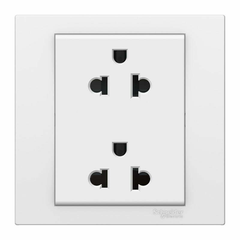 2sch-kb426ues2_we_g19 Bộ ổ cắm Vivace đôi 3 chấu 16A màu trắng Schneider KB426UES2_WE_G19