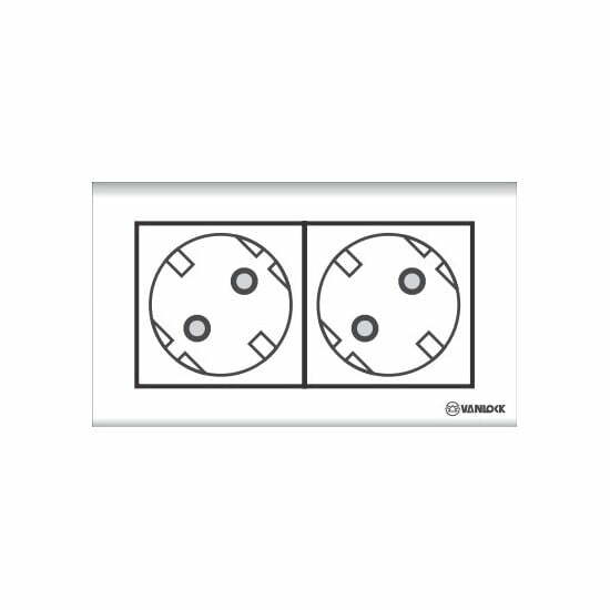 2sin-s18-162-fc2-63 Bộ ổ cắm S18 đôi "schuko" liền đế 16A Vanlock S18/162+FC2-63