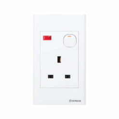 Bộ ổ cắm S18 3 chấu vuông kiểu Anh 13A có công tắc và đèn báo Vanlock S1813SN