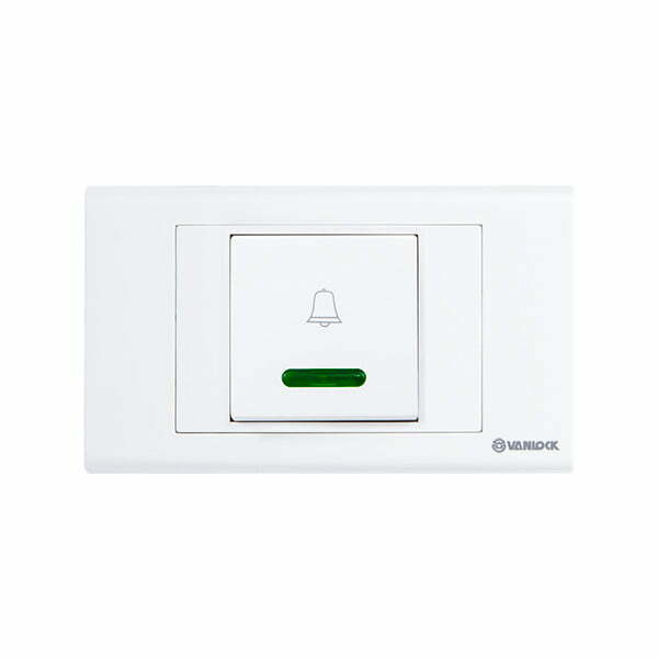 2sin-s18bng Nút chuông S18 bản rộng có đèn báo xanh 3A Vanlock S18BNG