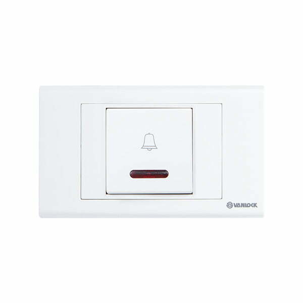 2sin-s18bnr Nút chuông S18 bản rộng có đèn báo đỏ 3A Vanlock S18BNR