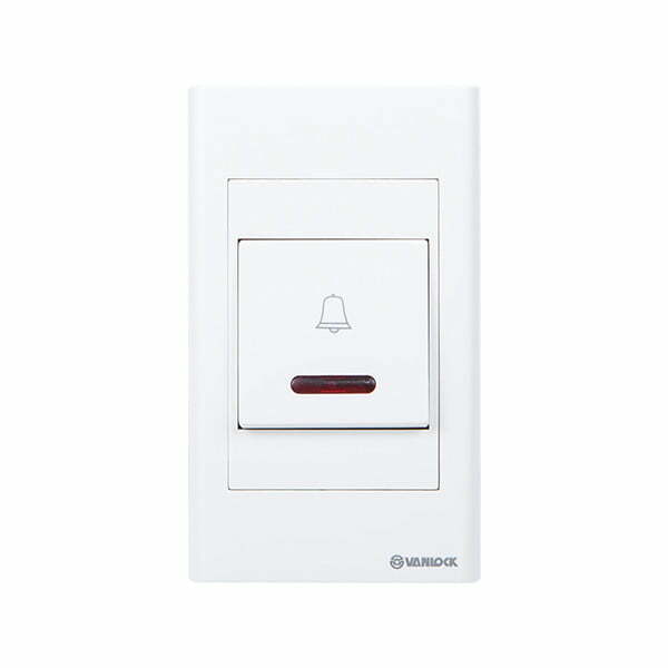 2sin-s18bnr-v Nút chuông S18 bản rộng có đèn báo đỏ loại dọc 3A Vanlock S18BNR/V