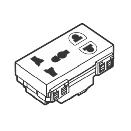 2sin-s18ccu-uam Ổ cắm 2 chấu và ổ cắm đa năng có màn che 16A Vanlock S18CCU/UAM