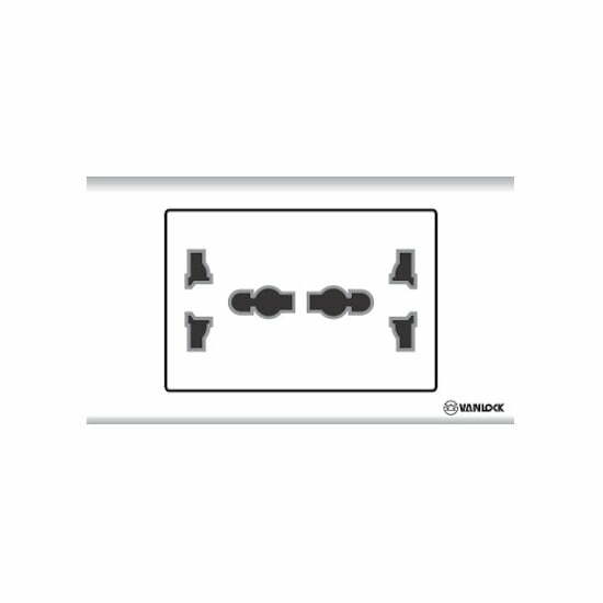 2sin-s18uam2 Bộ 2 ổ cắm S18 đa năng có màn che 16A Vanlock S18UAM2