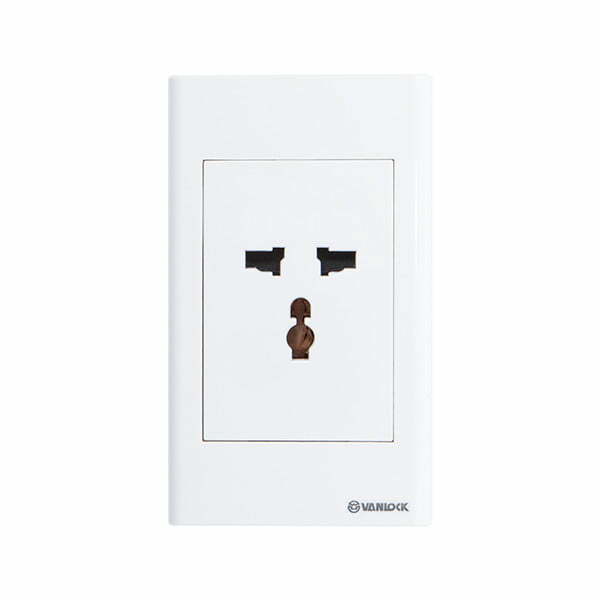 2sin-s18uamv Bộ ổ cắm S18 đa năng có màn che 16A (dọc) Vanlock S18UAM/V