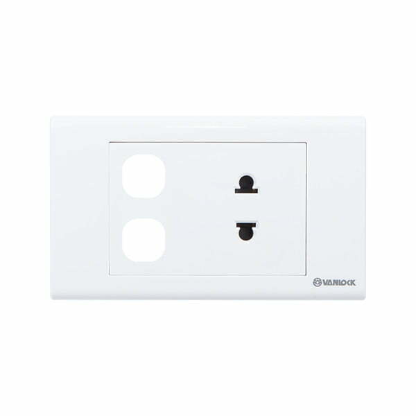 2sin-s18uxx Bộ ổ cắm S18 đơn 2 chấu 16A với 2 lổ Vanlock S18UXX