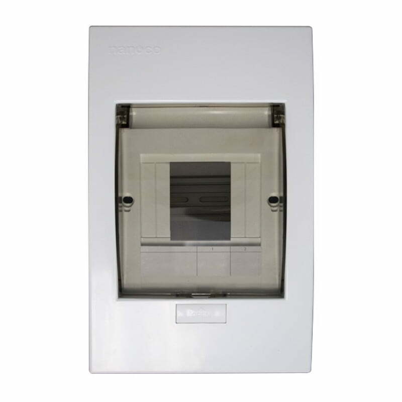 4nan-ndp108p Tủ điện âm tường 4-8 đường, mặt nhựa đế kim loại Nanoco NDP108