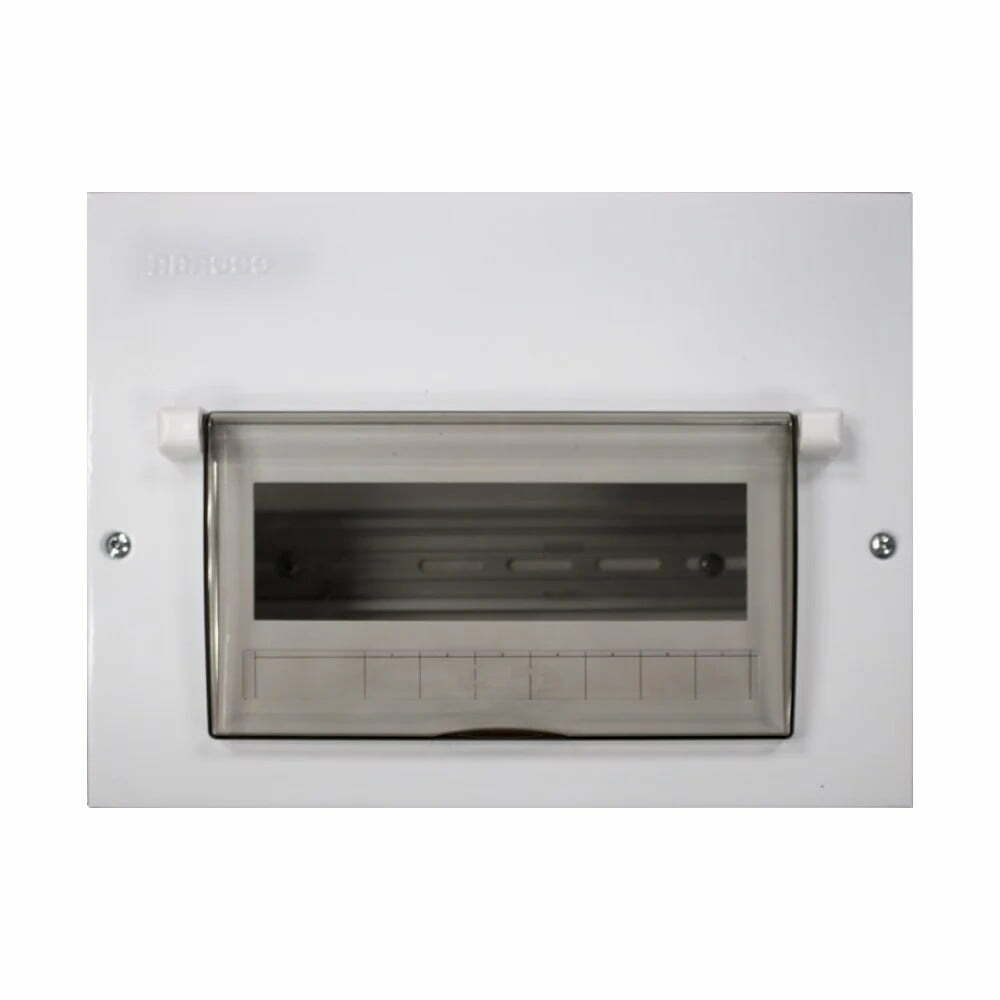 4nan-ndp110 Tủ điện âm tường 5-10 đường, mặt và đế kim loại Nanoco NDP110