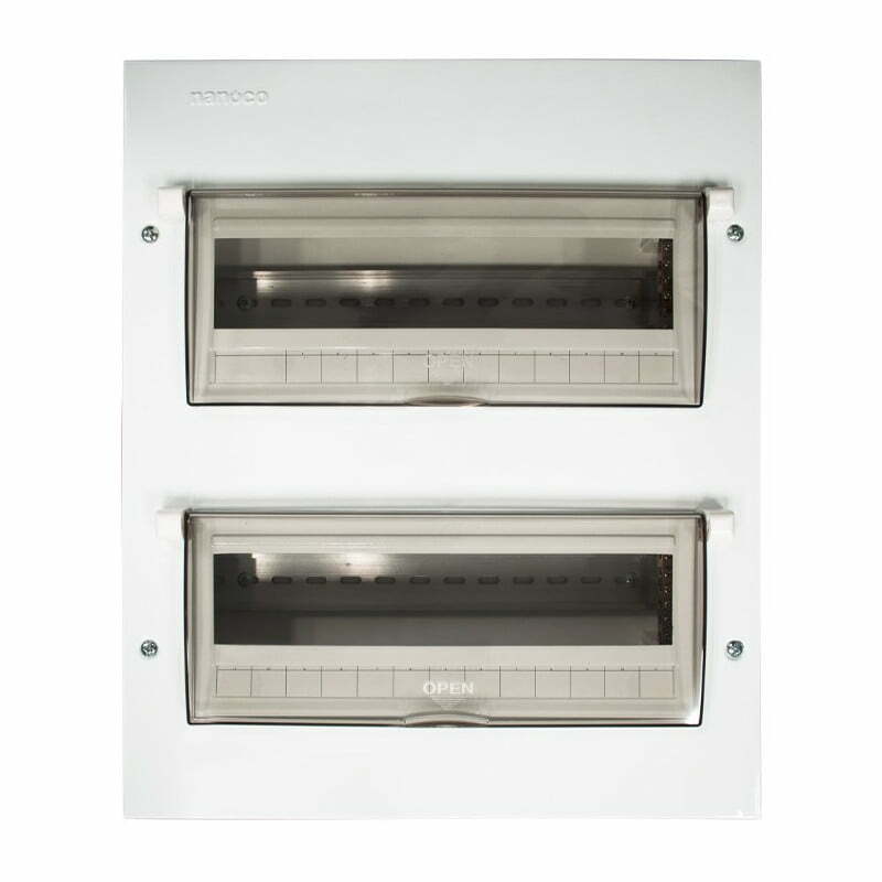 4nan-ndp128 Tủ điện âm tường 20-28 đường, mặt và đế kim loại Nanoco NDP128