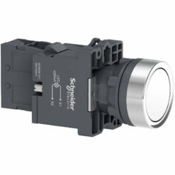 Nút nhấn nhả có đèn báo Ø22 LED 220Vac, 1NO, màu trắng Schneider XA2EW31M1