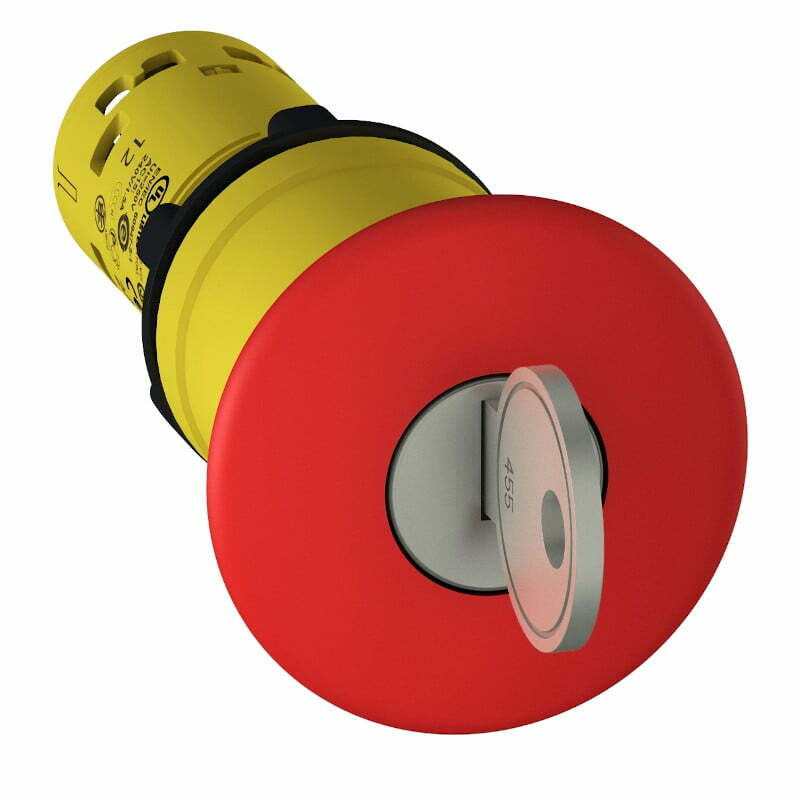 4sch-xb7ns9444-1 Nút dừng khẩn cấp Ø22 mở bằng khóa, 2NC, đầu nấm Ø40 màu đỏ Schneider XB7NS9444