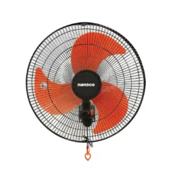 Quạt treo tường 1 dây giật màu đen cam Nanoco NWF1822