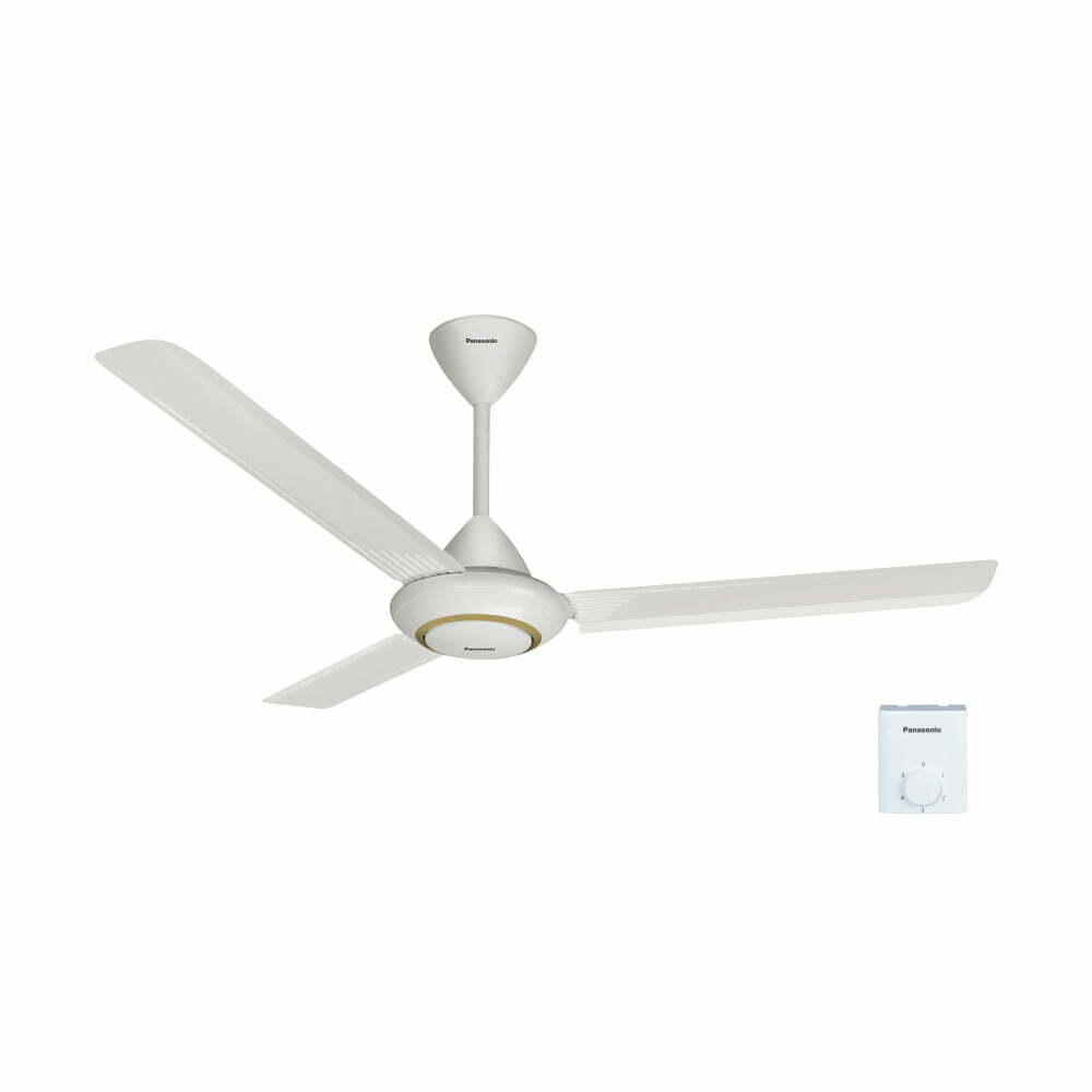 5pan-f-60mz2-ms-2 Quạt trần 3 cánh hộp số nổi, màu trắng viền vàng Panasonic F-60MZ2-L
