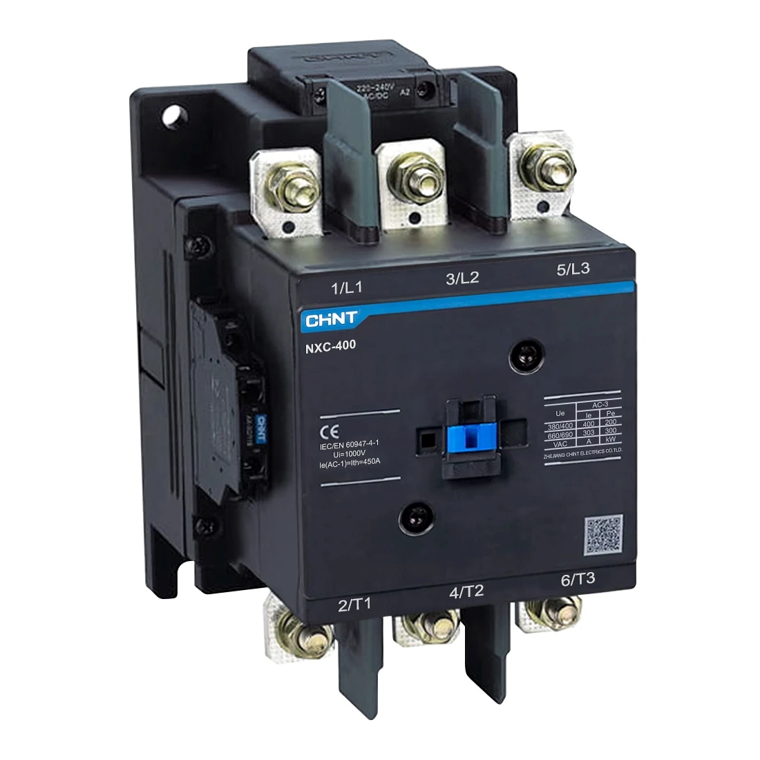 836548 Khởi động từ NXC-400 3P 400A 2NO+2NC 220-240VAC/DC Chint